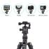 JMARY KT325-NB30 1.6m Aluminum Alloy Cell Phone Tripod Stand for SLR, Action Camera Rotating Portable Tripod Holder - Black